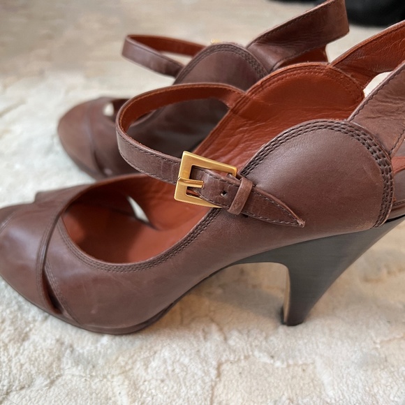 Max Studio Brown Peep Toe Slingback Mary Jane 7.5 - Picture 2 of 4